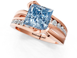 Rose gold Fancy Blue Princess  Solitaire Channel-Set Split Shank Ring with Tension Prong Setting_4