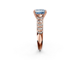 Rose gold Fancy Blue Princess  Solitaire Chevron Pave Diamond Engagement Ring with Six-Prong Setting_5