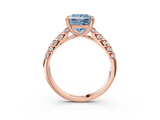 Rose gold Fancy Blue Princess  Solitaire Chevron Pave Diamond Engagement Ring with Six-Prong Setting_6