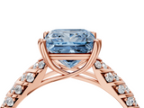Rose gold Fancy Blue Princess  Solitaire Chevron Pave Diamond Engagement Ring with Six-Prong Setting_7