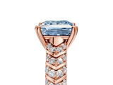 Rose gold Fancy Blue Princess  Solitaire Chevron Pave Diamond Engagement Ring with Six-Prong Setting_8