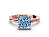 Rose gold Fancy Blue Princess  Solitaire Diamond Engagement Ring with Four-Prong Setting on a Classic Band_3