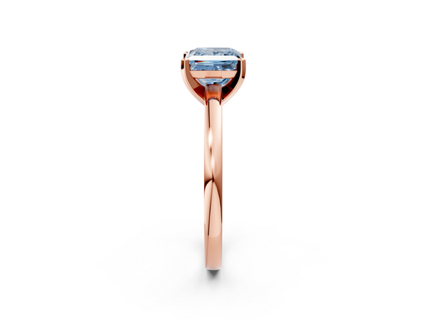 Rose gold Fancy Blue Princess  Solitaire Diamond Engagement Ring with Four-Prong Setting on a Classic Band