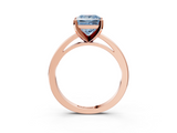 Rose gold Fancy Blue Princess  Solitaire Diamond Engagement Ring with Four-Prong Setting on a Classic Band_6