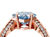 Rose gold Fancy Blue Princess  Solitaire Diamond Engagement Ring with Pave Band and Four-Prong Setting 5