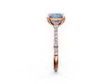 Rose gold Fancy Blue Princess  Solitaire Diamond Engagement Ring with Pave Band and Six-Prong Setting_22
