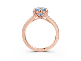 Rose gold Fancy Blue Princess  Solitaire Diamond Engagement Ring with Pave Band and Six-Prong Setting_23
