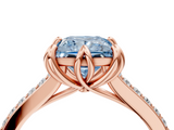 Rose gold Fancy Blue Princess  Solitaire Diamond Engagement Ring with Pave Band and Six-Prong Setting_24
