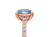 Rose gold Fancy Blue Princess  Solitaire Diamond Engagement Ring with Pave Band and Six-Prong Setting_25