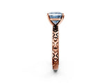 Rose gold Fancy Blue Princess  Solitaire Diamond Engagement Ring with XO Engraved Band and Four-Prong Setting 3