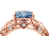 Rose gold Fancy Blue Princess  Solitaire Diamond Leaf Vine Band with Prong Setting_32