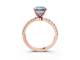 Rose gold Fancy Blue Princess  Solitaire Diamond Pavé Band with Four-Prong Setting_51