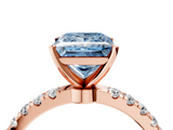 Rose gold Fancy Blue Princess  Solitaire Diamond Pavé Band with Four-Prong Setting_52
