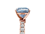 Rose gold Fancy Blue Princess  Solitaire Diamond Pavé Band with Four-Prong Setting_53
