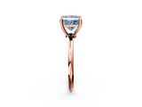 Rose gold Fancy Blue Princess  Solitaire Diamond Ring with 4-Prong Setting on a Classic Band_5