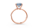 Rose gold Fancy Blue Princess  Solitaire Diamond Ring with 4-Prong Setting on a Classic Band_6