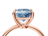 Rose gold Fancy Blue Princess  Solitaire Diamond Ring with 4-Prong Setting on a Classic Band_7