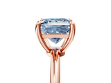 Rose gold Fancy Blue Princess  Solitaire Diamond Ring with 4-Prong Setting on a Classic Band_8