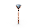 Rose gold Fancy Blue Princess  Solitaire Diamond Ring with Bamboo Band and Four-Prong Setting_38