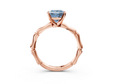 Rose gold Fancy Blue Princess  Solitaire Diamond Ring with Bamboo Band and Four-Prong Setting_39