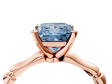 Rose gold Fancy Blue Princess  Solitaire Diamond Ring with Bamboo Band and Four-Prong Setting_40