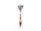Rose gold Fancy Blue Princess  Solitaire Diamond Ring with Bezel Set Side Stones and Prong Setting_5