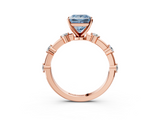Rose gold Fancy Blue Princess  Solitaire Diamond Ring with Bezel Set Side Stones and Prong Setting_6