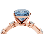 Rose gold Fancy Blue Princess  Solitaire Diamond Ring with Bezel Set Side Stones and Prong Setting_7