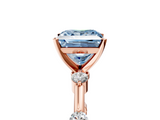 Rose gold Fancy Blue Princess  Solitaire Diamond Ring with Bezel Set Side Stones and Prong Setting_8
