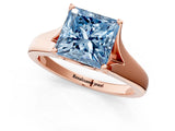 Rose gold Fancy Blue Princess  Solitaire Diamond Ring with Cathedral Band and Four-Prong Setting_68