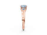 Rose gold Fancy Blue Princess  Solitaire Diamond Ring with Cathedral Band and Four-Prong Setting_69