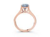 Rose gold Fancy Blue Princess  Solitaire Diamond Ring with Cathedral Band and Four-Prong Setting_70