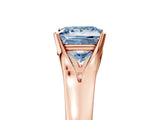 Rose gold Fancy Blue Princess  Solitaire Diamond Ring with Cathedral Band and Four-Prong Setting_72