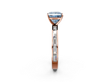 Rose gold Fancy Blue Princess  Solitaire Diamond Ring with Channel-Set Baguette Band and Four-Prong Setting_70