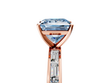 Rose gold Fancy Blue Princess  Solitaire Diamond Ring with Channel-Set Baguette Band and Four-Prong Setting_73