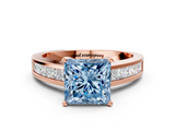 Rose gold Fancy Blue Princess  Solitaire Diamond Ring with Channel-Set Band and Four-Prong Setting_3
