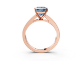 Rose gold Fancy Blue Princess  Solitaire Diamond Ring with Channel-Set Band and Four-Prong Setting_6