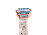 Rose gold Fancy Blue Princess  Solitaire Diamond Ring with Channel-Set Band and Four-Prong Setting_8