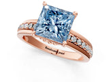 Rose gold Fancy Blue Princess  Solitaire Diamond Ring with Channel Set Band and Six-Prong Setting_49