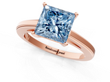 Rose gold Fancy Blue Princess  Solitaire Diamond Ring with Four-Prong Setting and Classic Band_4