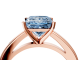 Rose gold Fancy Blue Princess  Solitaire Diamond Ring with Four-Prong Setting and Classic Band_7