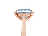 Rose gold Fancy Blue Princess  Solitaire Diamond Ring with Four-Prong Setting and Tapered Band 1