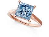 Rose gold Fancy Blue Princess  Solitaire Diamond Ring with Four-Prong Setting and Tapered Band 3