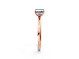 Rose gold Fancy Blue Princess  Solitaire Diamond Ring with Four-Prong Setting on a Plain Band_23