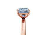 Rose gold Fancy Blue Princess  Solitaire Diamond Ring with Four-Prong Setting on a Plain Band_26