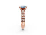 Rose gold Fancy Blue Princess  Solitaire Diamond Ring with Milgrain Pavé Band and Four-Prong Setting_38