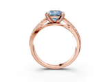 Rose gold Fancy Blue Princess  Solitaire Diamond Ring with Milgrain Pavé Band and Four-Prong Setting_39