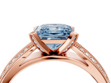 Rose gold Fancy Blue Princess  Solitaire Diamond Ring with Milgrain Pavé Band and Four-Prong Setting_40