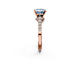 Rose gold Fancy Blue Princess  Solitaire Diamond Ring with Pavé Band and Four-Prong Setting_104
