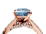 Rose gold Fancy Blue Princess  Solitaire Diamond Ring with Pavé Band and Four-Prong Setting_106